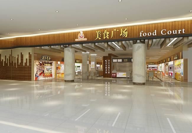 合肥美食廣場餐飲店裝修設計案例效果圖